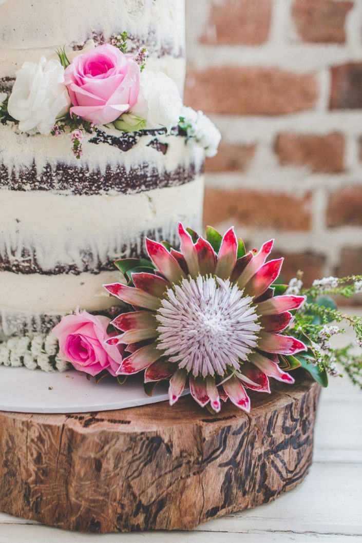 Naked cake decorated with flowers