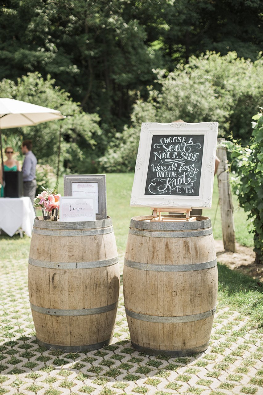Wooden barrel on wedding